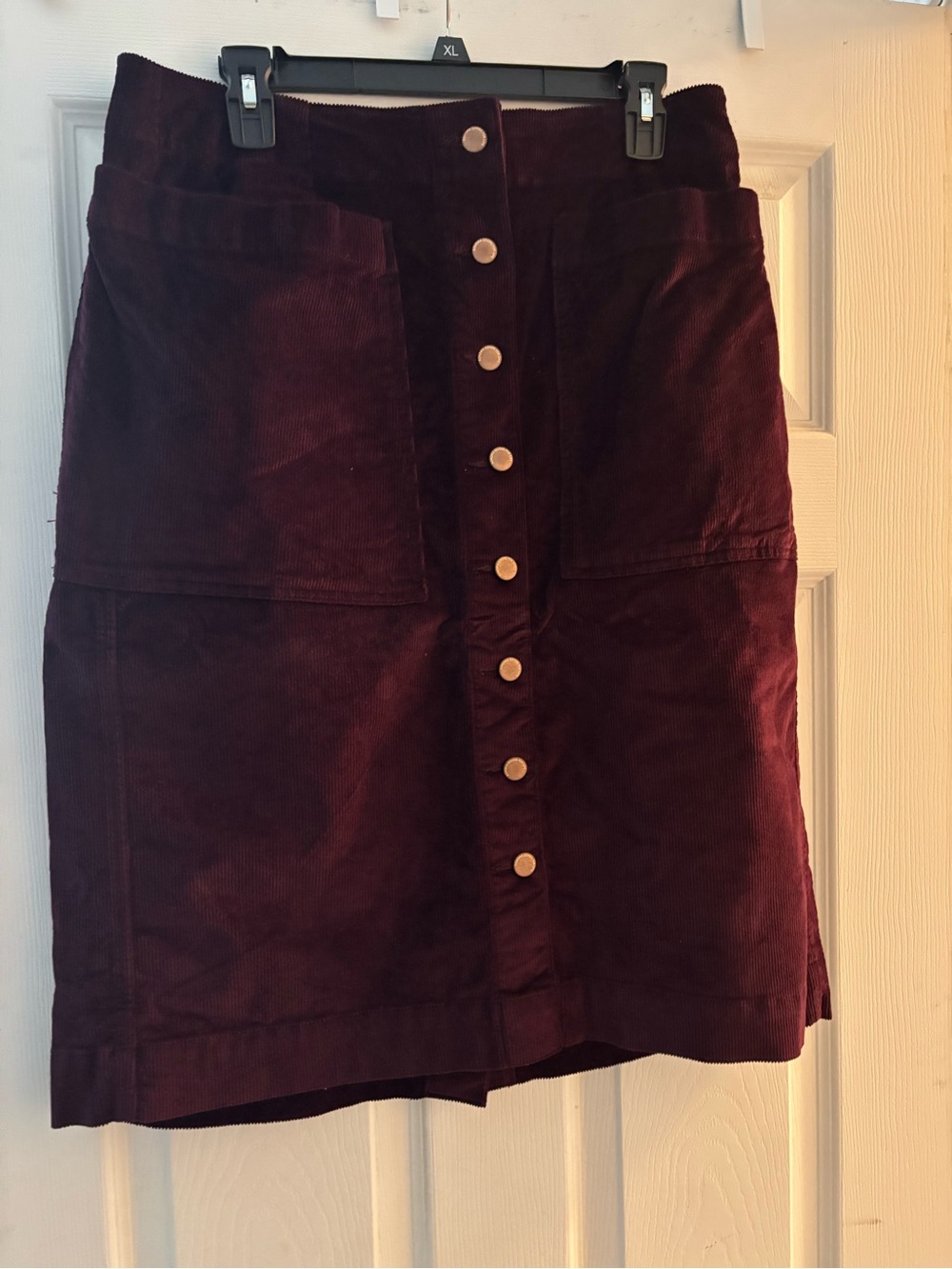 Sonoma Burgundy Button-Front Corduroy Mini Skirt